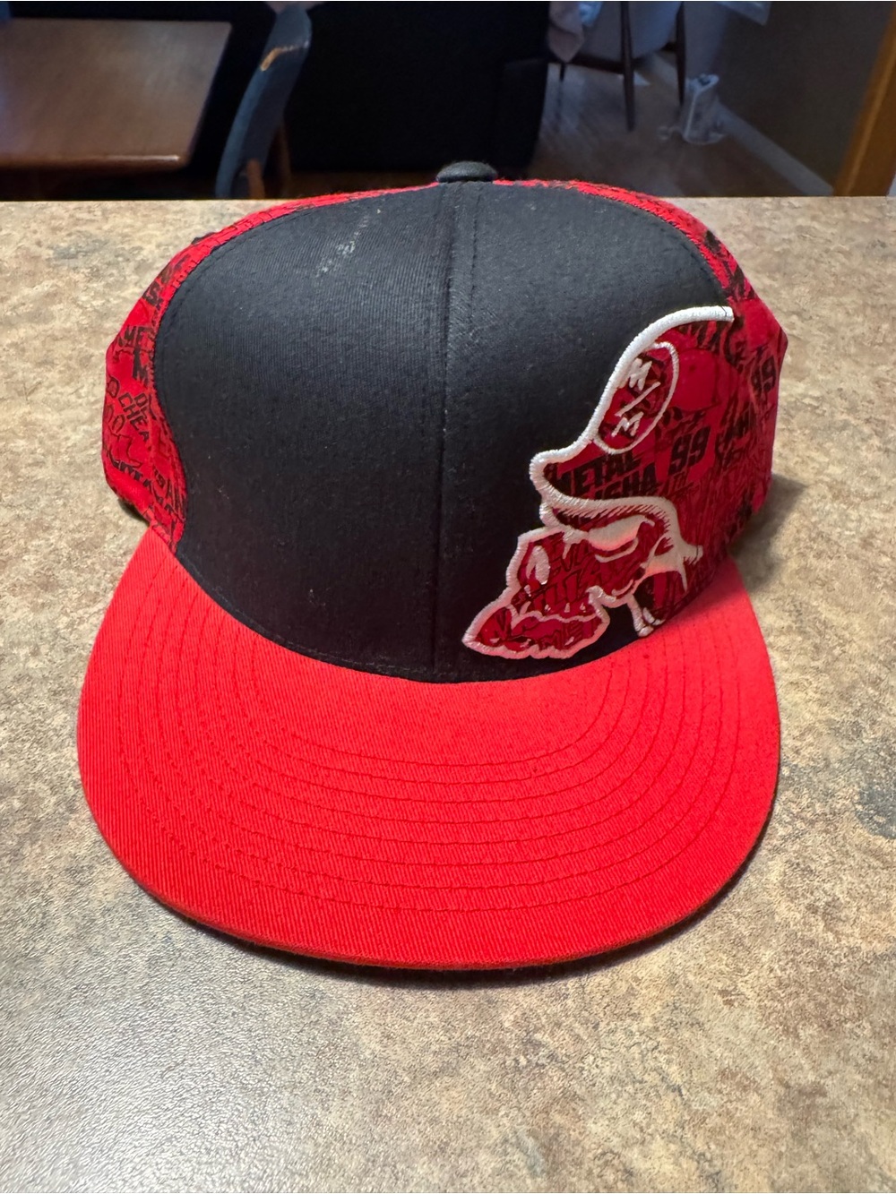Metal Mulisha Red and Black Graphic Snapback Hat